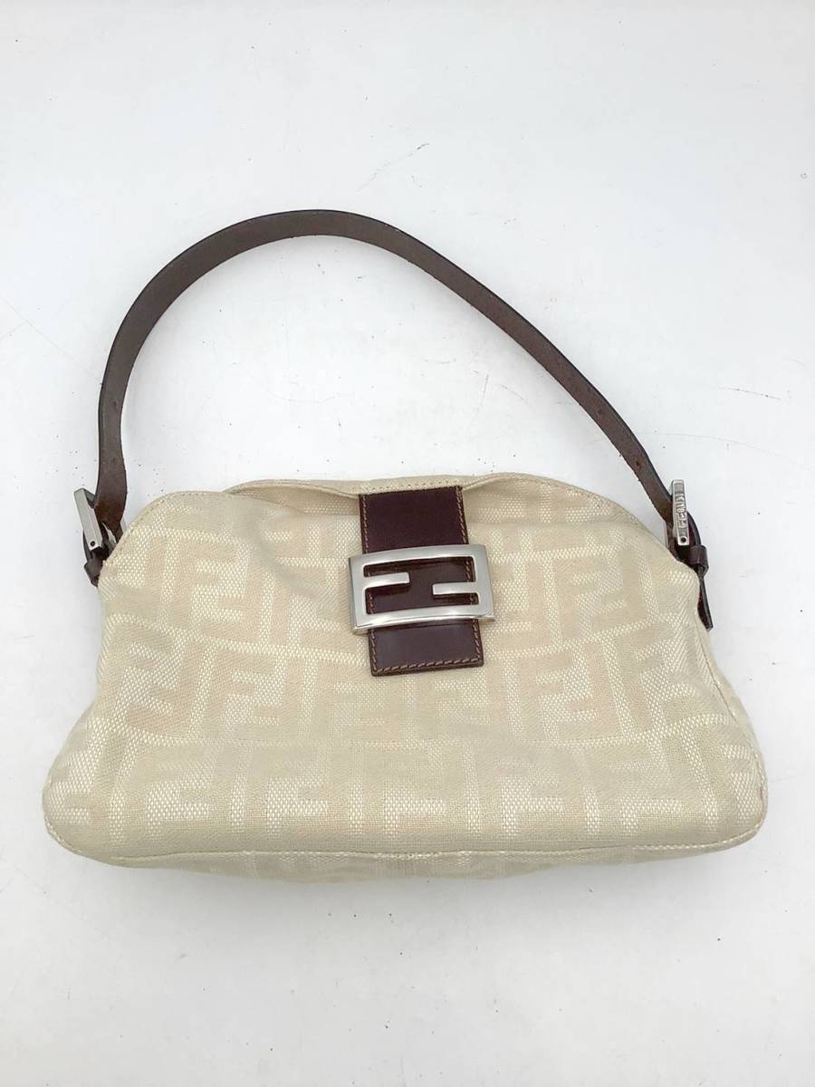 FENDI ズッカ キャンバス レザー トートバッグ ハンドバッグ ◇バッグ◇FENDI フェンディ ズッカ柄 キャンバス×レザー ハンドバッグ