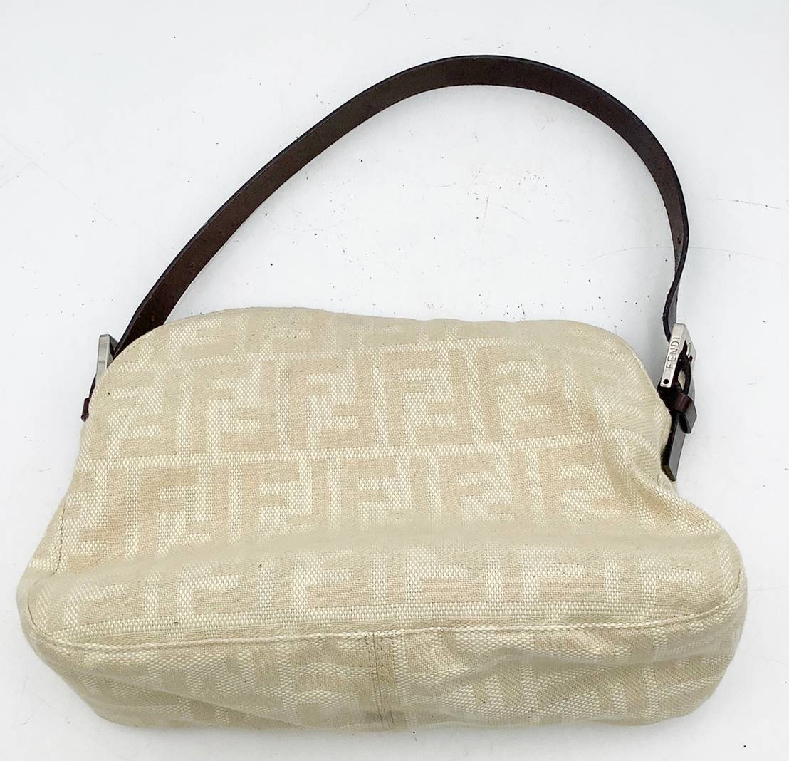 ゆ*ん様 FENDI ハンドバッグ トートバッグ ズッカ柄 シルバーF金具　美品 ◇バッグ◇FENDI フェンディ ズッカ柄 キャンバス×レザー ハンドバッグ