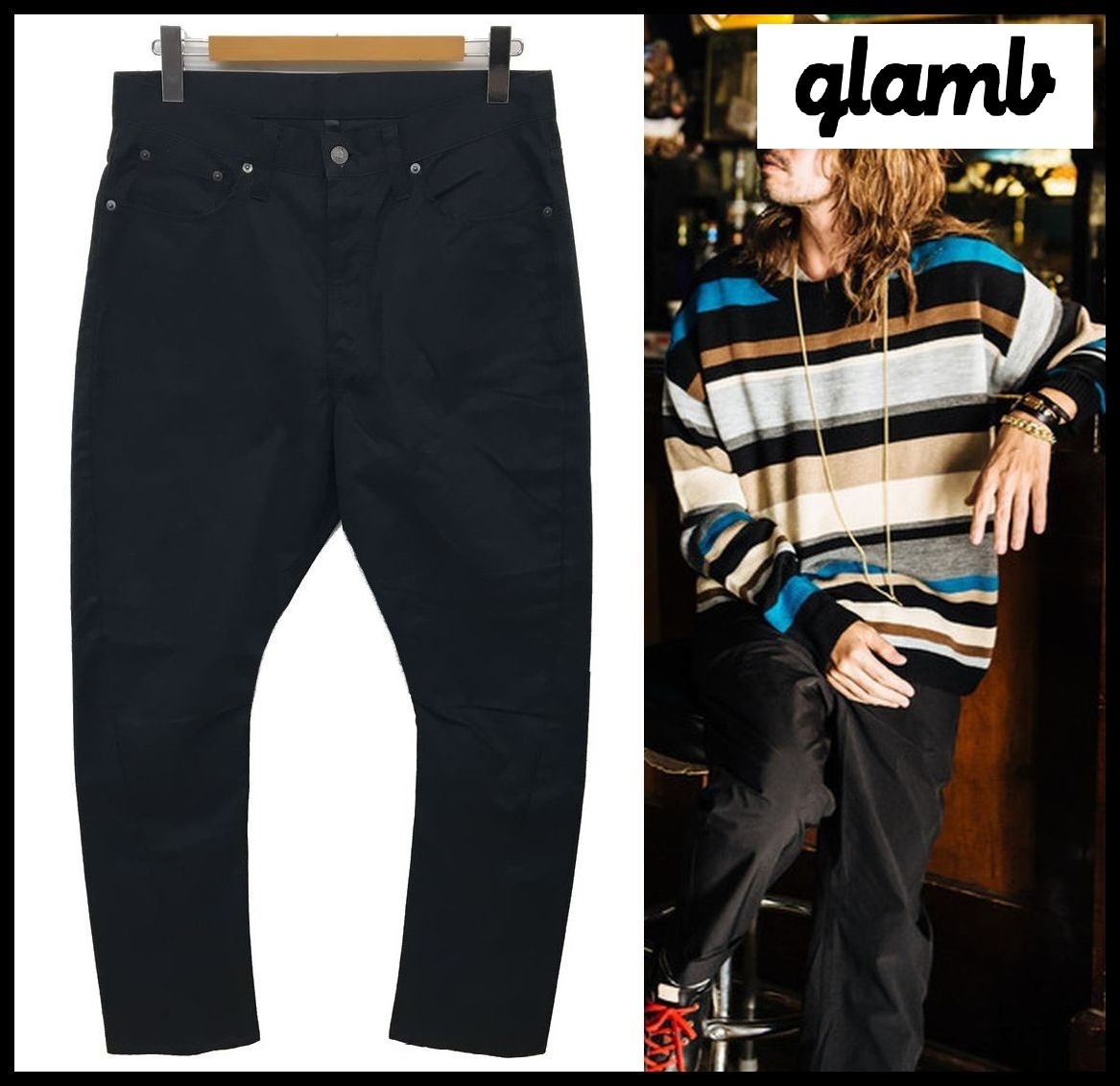 glamb グラム Poly chino pants カシミア カシミヤ ストレッチ