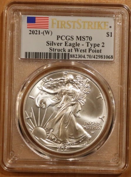 2021-W アメリカ イーグル銀貨 PCGS MS70 FS type2
