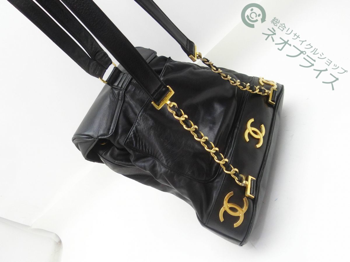 ◇Y4134 CHANEL シャネル トリプルココ チェーン ターンロック レザー