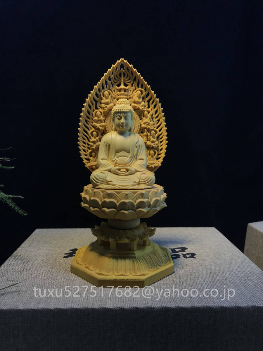 阿弥陀如来 仏教工芸品 精密彫刻 観音菩薩 木彫仏教 総柘植材 仏像 精密