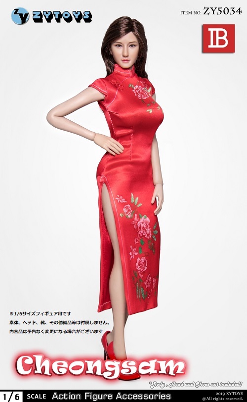 ZY-TOYS 1/6サイズフィギュア用衣装 チャイナドレスコスチュームセット レッド ZY-5034-B