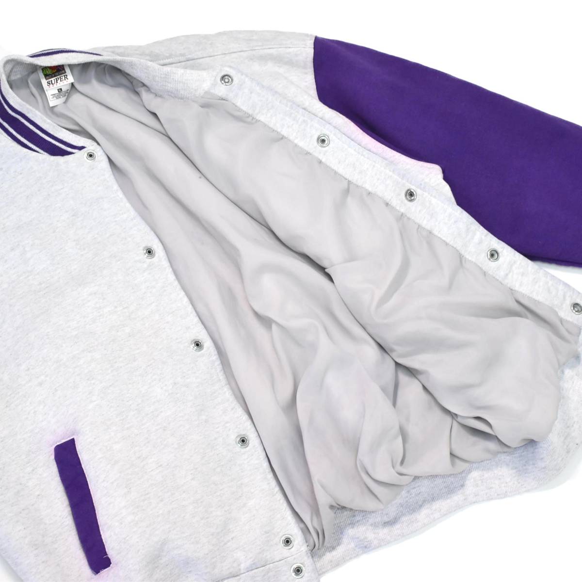 XL] 00s Fruit of the loom スウェット スタジャン グレー 紫 フルーツ 