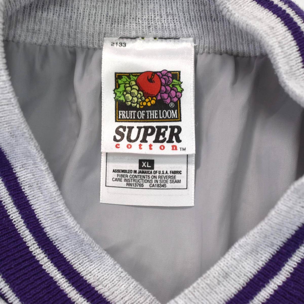 XL] 00s Fruit of the loom スウェット スタジャン グレー 紫 フルーツ 