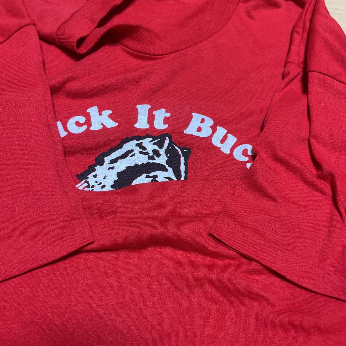 80s 90s USA製 WISCONSIN バッキー Tシャツ 赤 ビンテージ 