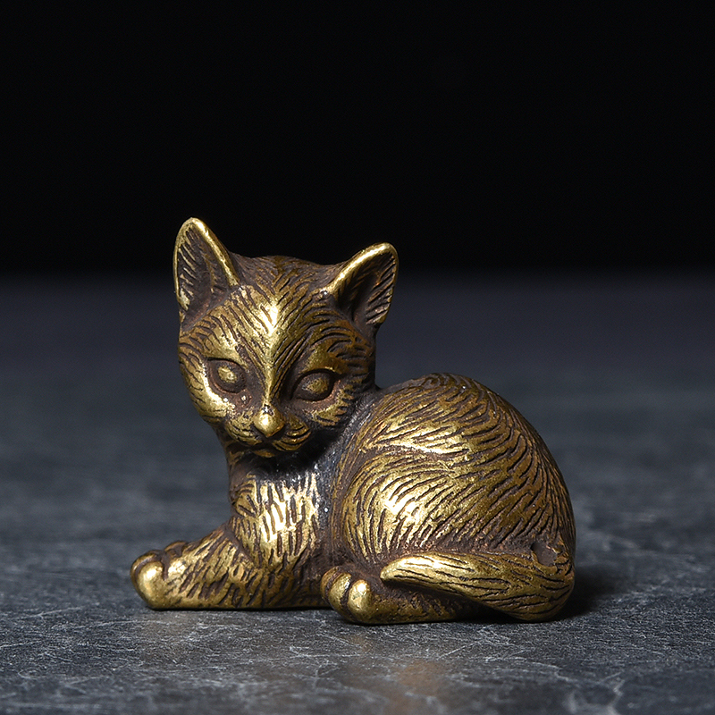 【100%新品，新品】 真鍮 よそ見猫 金工細工 金属工芸 猫 ネコ 子猫 置物 根付 美術(木工、竹工芸)｜売買されたオークション情報、yahooの商品情報をアーカイブ公開 - オークファン 木工、竹工芸