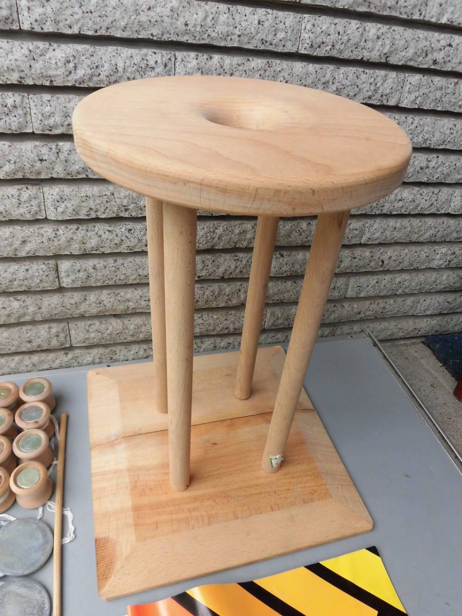 中古 組みひも 組紐 長沼静きもの学院 丸台・組台 9寸 組玉16点 重り12