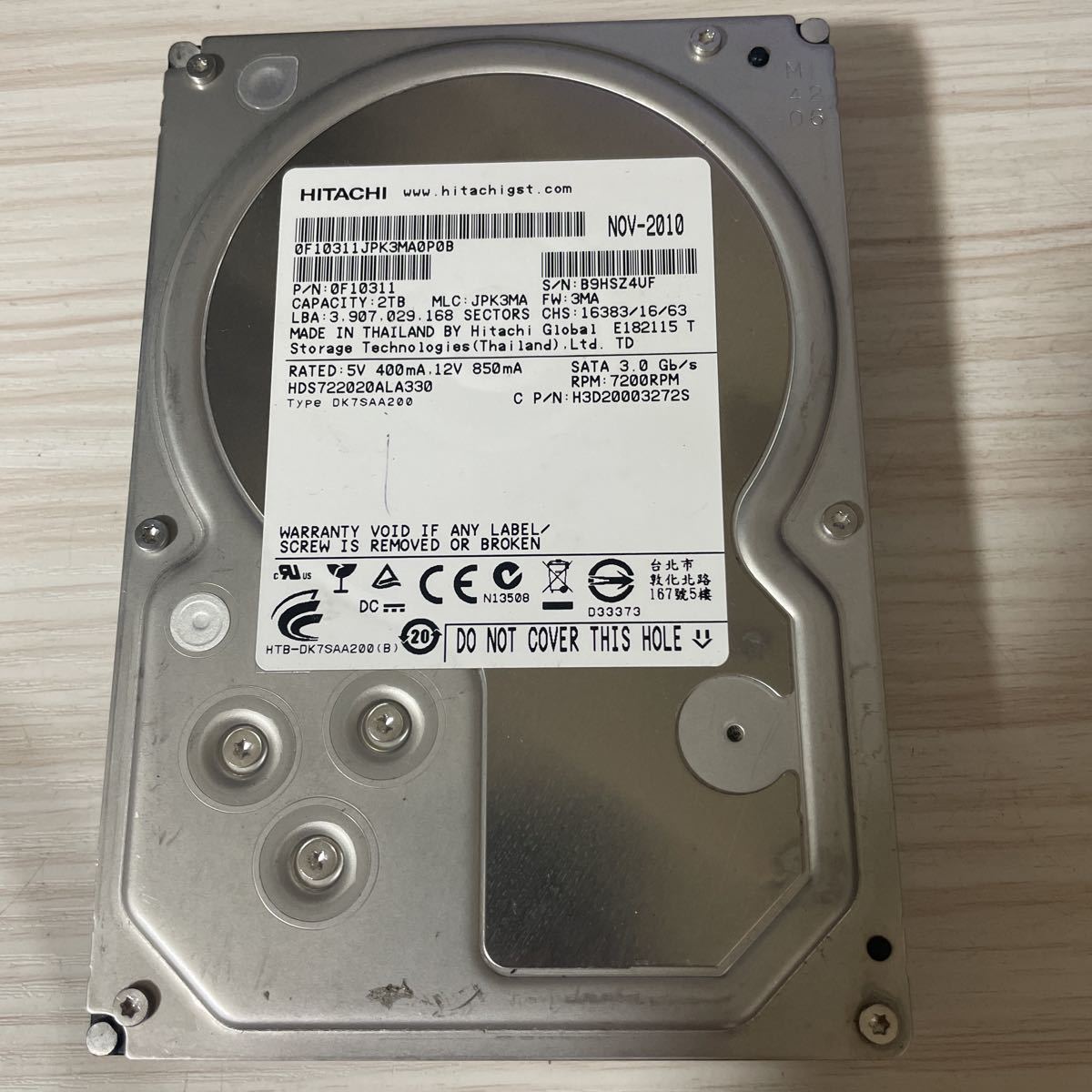 X128:（動作保証/使用4416時間） △HITACHI△SATA【HDS722020ALA330