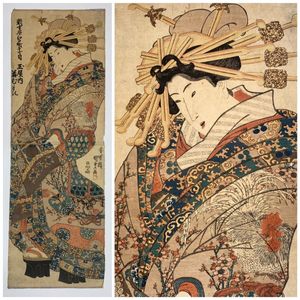 真作 せまく 本物浮世絵木版画 歌川豊国「沢村田之助 役者絵」江戸期 