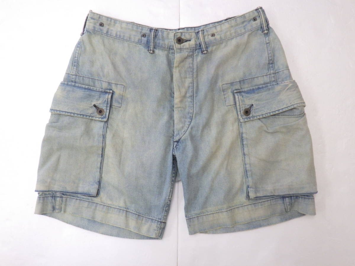 定番，豊富な RRL デニム カーゴショーツ W３２ ショートパンツ カーゴパンツ ジーンズ メンズ ウォッシュ加工 ダブルアールエル ラルフローレン(ボトムス)｜売買されたオークション情報、yahooの商品情報 男性用