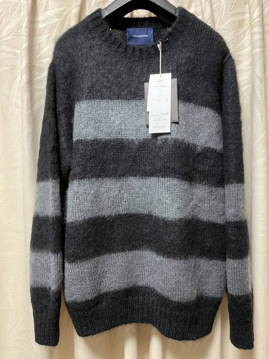 トップス UNDERCOVER John UNDERCOVER モヘアボーダーニット 黒