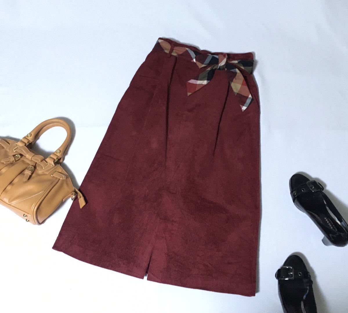 美品 ブルーレーベルクレストブリッジ チェックのおリボンベルトが  