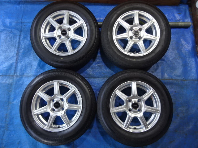 激安即決!イボ付タイヤ+美品ホイール!TOPRUN 14-5.5J 4H/100 ET39 +BS 175/70R14 中古4本!ヤリス/カローラ/ポルテ/ヴィッツ等!T004508
