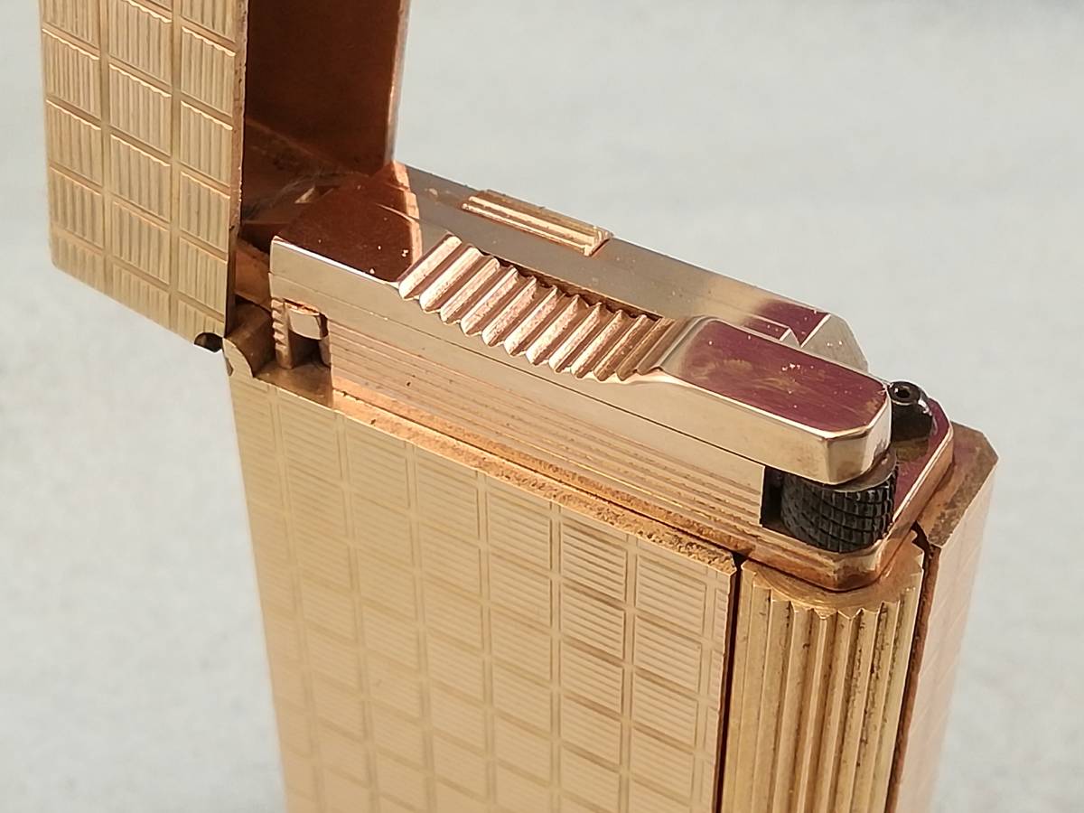 MK1-16 美品デュポンライターライン１Ｌ・金格子・完動品 デュポン ライン1 ライター メンズ ローラー LIGNE2