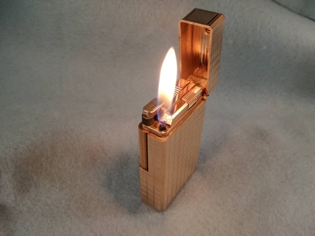 MK1-16 美品デュポンライターライン１Ｌ・金格子・完動品 デュポン ライン1 ライター メンズ ローラー LIGNE2