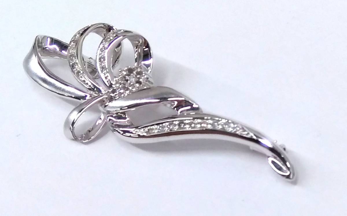 ブローチ K18WG ダイヤモンド ホワイト ダイヤモンドブローチ0.30ct 