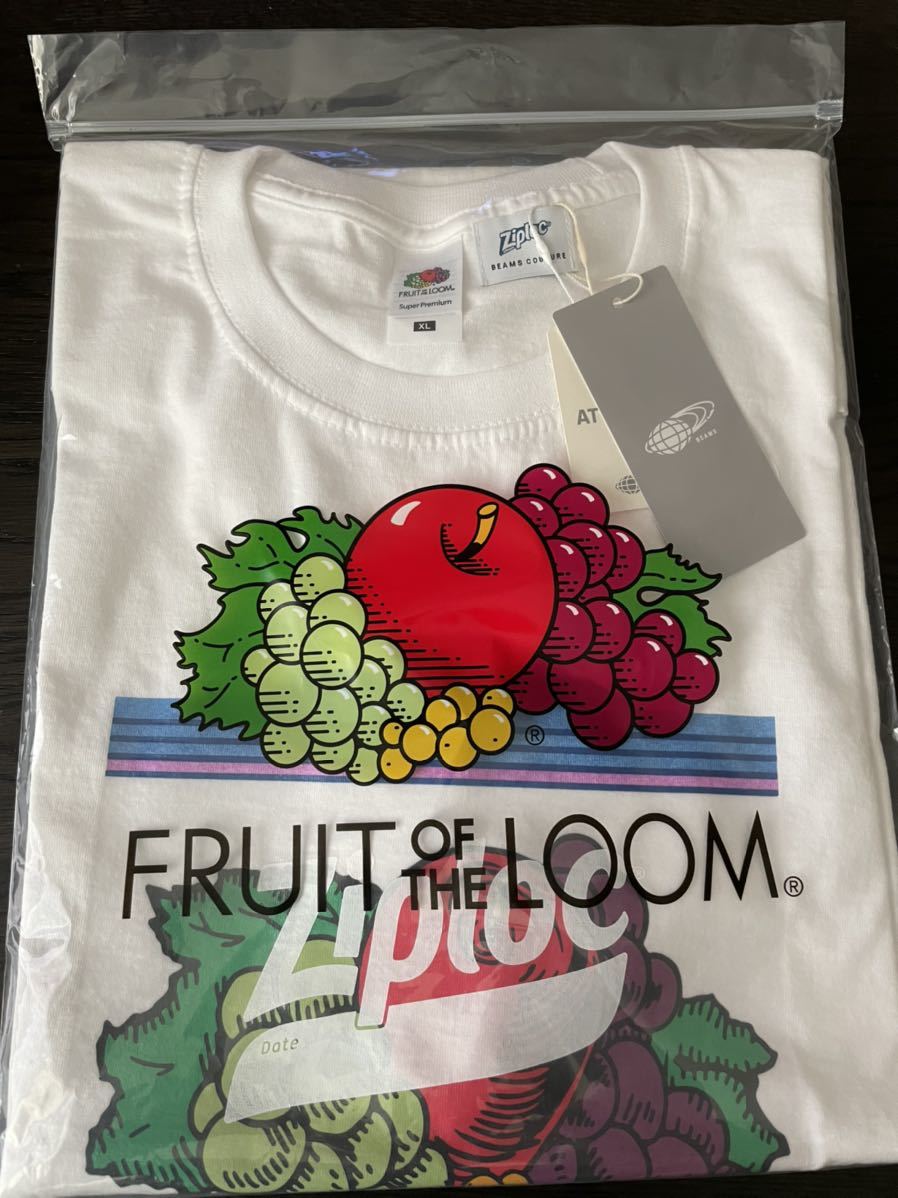 BEAMS - BEAMS×フルーツオブザルーム×ZiplocコラボTシャツ ziplock×FRUITOFTHELOOM×BEAMS Tシャツ 新品 XL ジップロック フルーツ