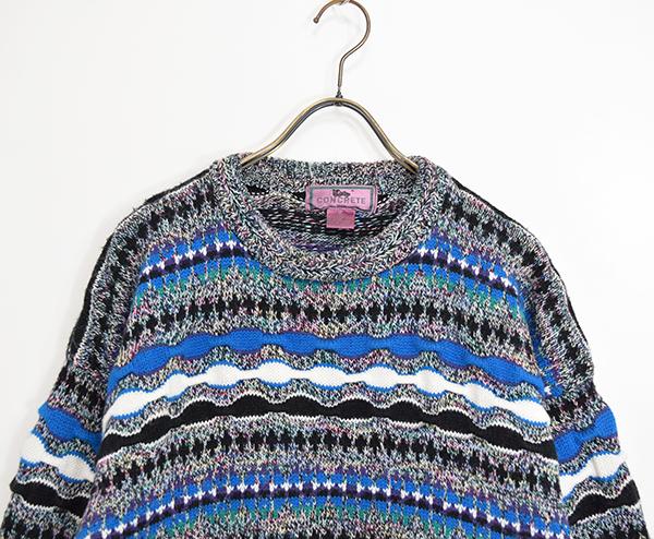 90s VTG Concrete COOGIE STYLE 3D Knit sweater アクリルニット