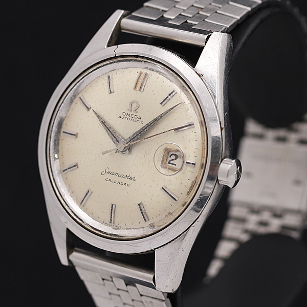1円☆稼働品【OMEGA/オメガ】シーマスター デイト ホワイト文字盤