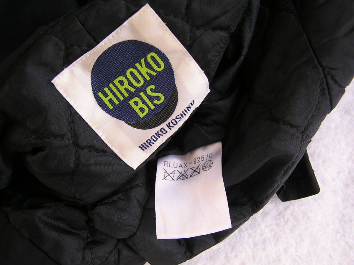 ヒロコビス/HIROKO BIS/裏地がキルティングの中綿入りジャケット/黒×白ピンドット/フード付き/13号/送料定形外510円 他/ヒロココシノ セール マットタフタキルティングPコート （その他アウター 中古ヒロコビス 札幌東北・オンライン限定ロング丈フーディーダウンコート(ダウン コートの通販