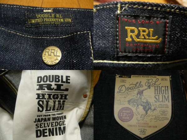 新品！RRL HIGH SLIM;COWBOY リジット デニムパンツ W34 L32 USA製 