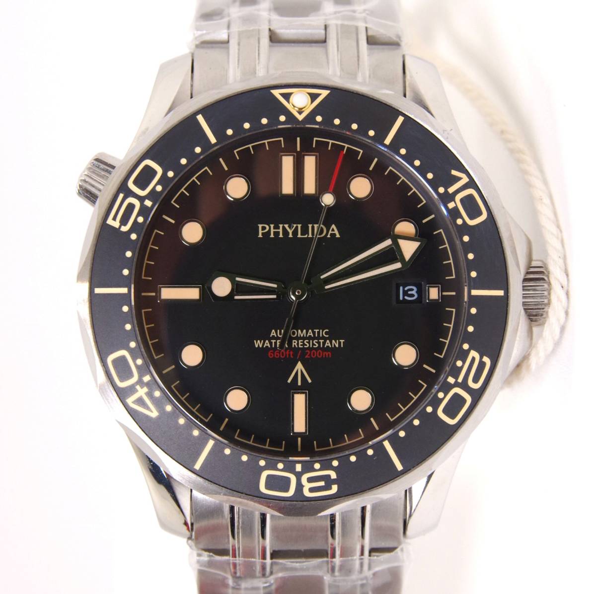 PHYLIDA オマージュ 43.5mm 500m phylida 機械式腕時計 ブルー メンズ 