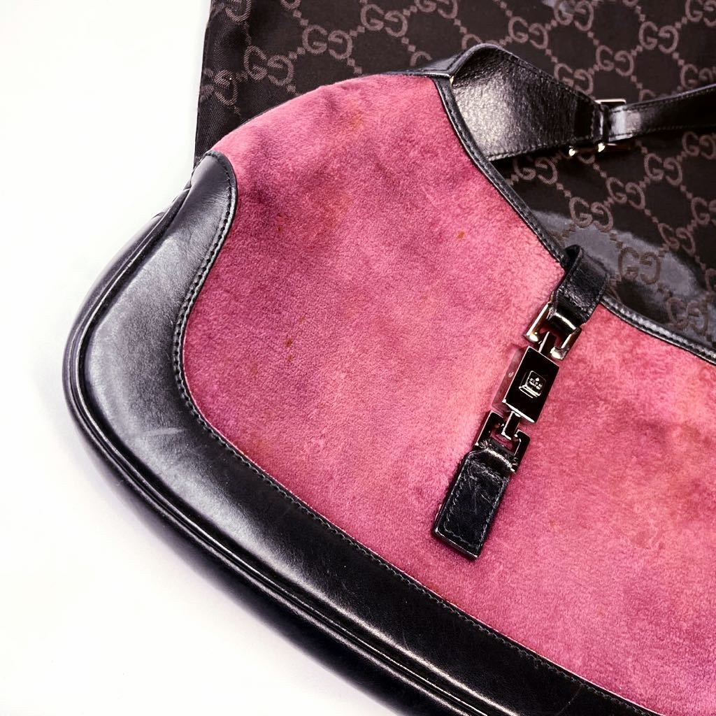 2532A】 1円スタート GUCCI グッチ ジャッキー スエード レザー ピンク 