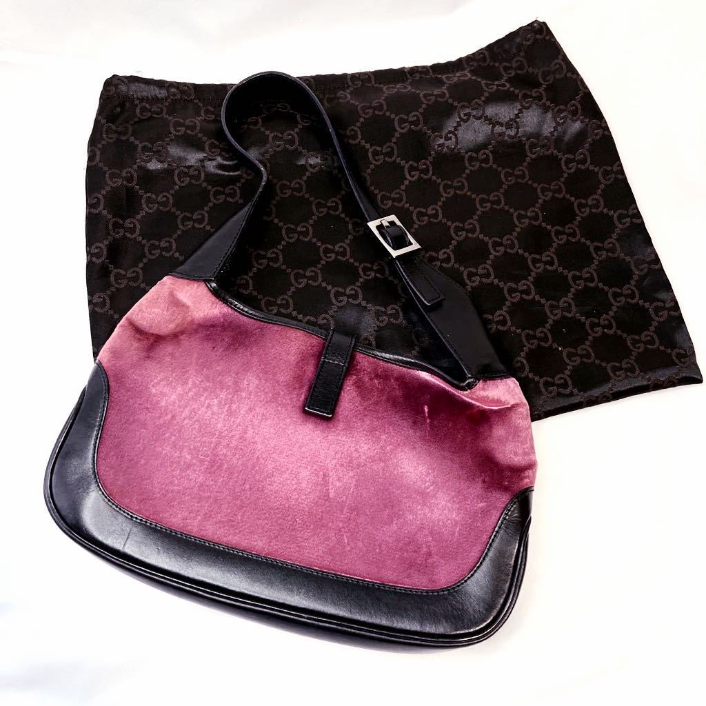 2532A】 1円スタート GUCCI グッチ ジャッキー スエード レザー ピンク 