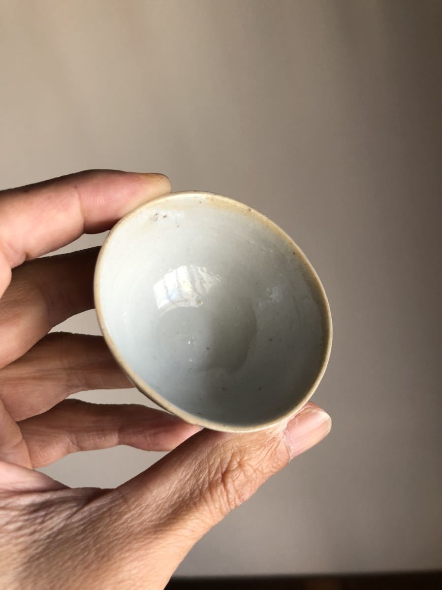 南京白磁盃 煎茶碗 明時代 5客 古染付 景徳鎮 中国古玩 中国陶磁器