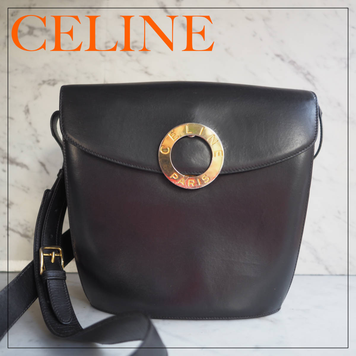 CELINE サークルロゴ セリーヌ オールドセリーヌ レザーショルダーバッグオールドセリーヌ ショルダー クロスボディ マカダム ハンドバッグ オールド ショルダーバッグ ITEMCELINE&frasl;セリーヌのサークルロゴヴィンテージマカダム VINTAGE レザーショルダーバッグ △△ ワン