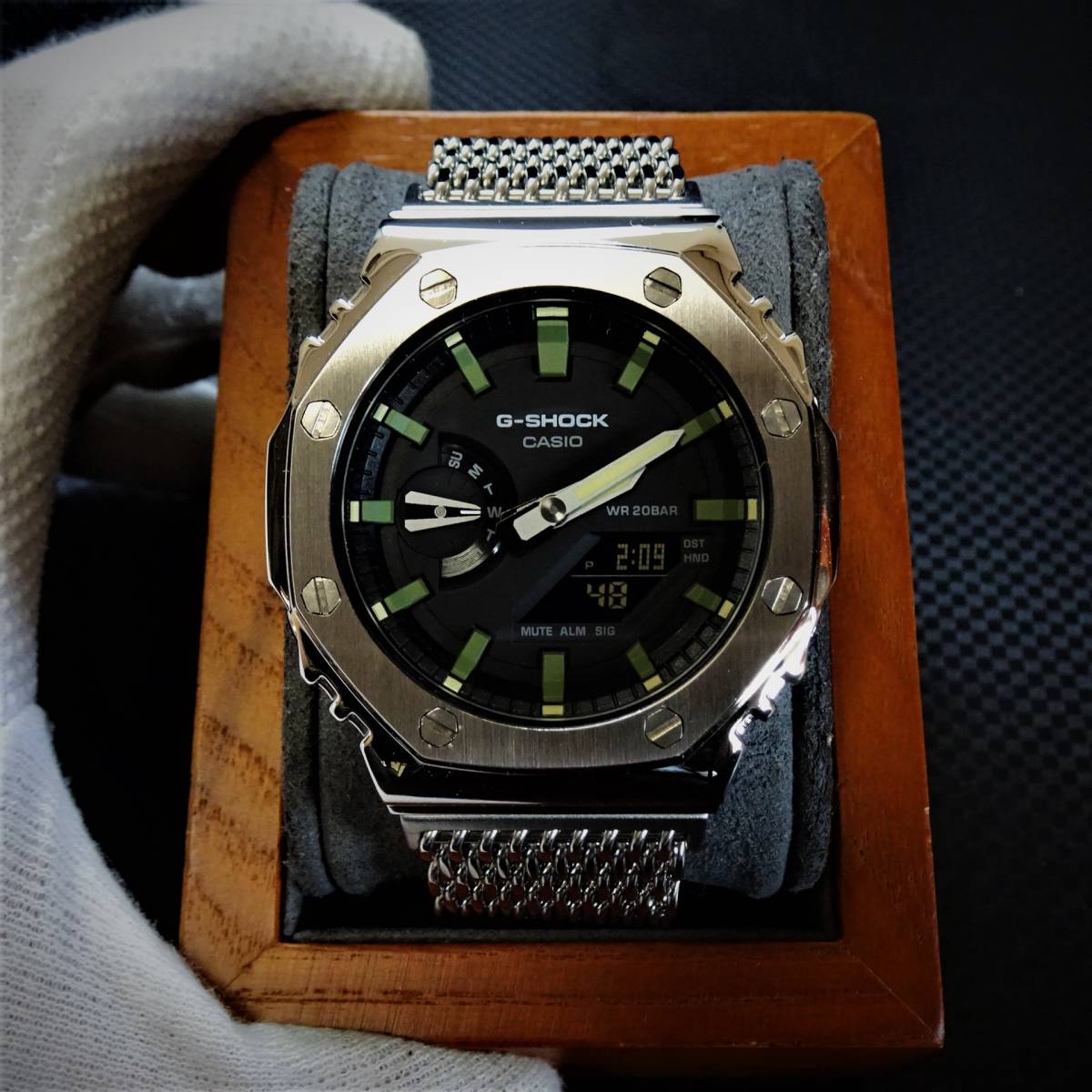 一円！ G-SHOCK GA2100 カスタム フルメタル ベゼル バンド ステンレス