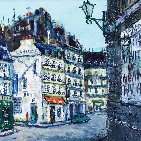 藤森悠二 風景画 フランス 285パリの街角 絵画の水彩画で藤森悠二が