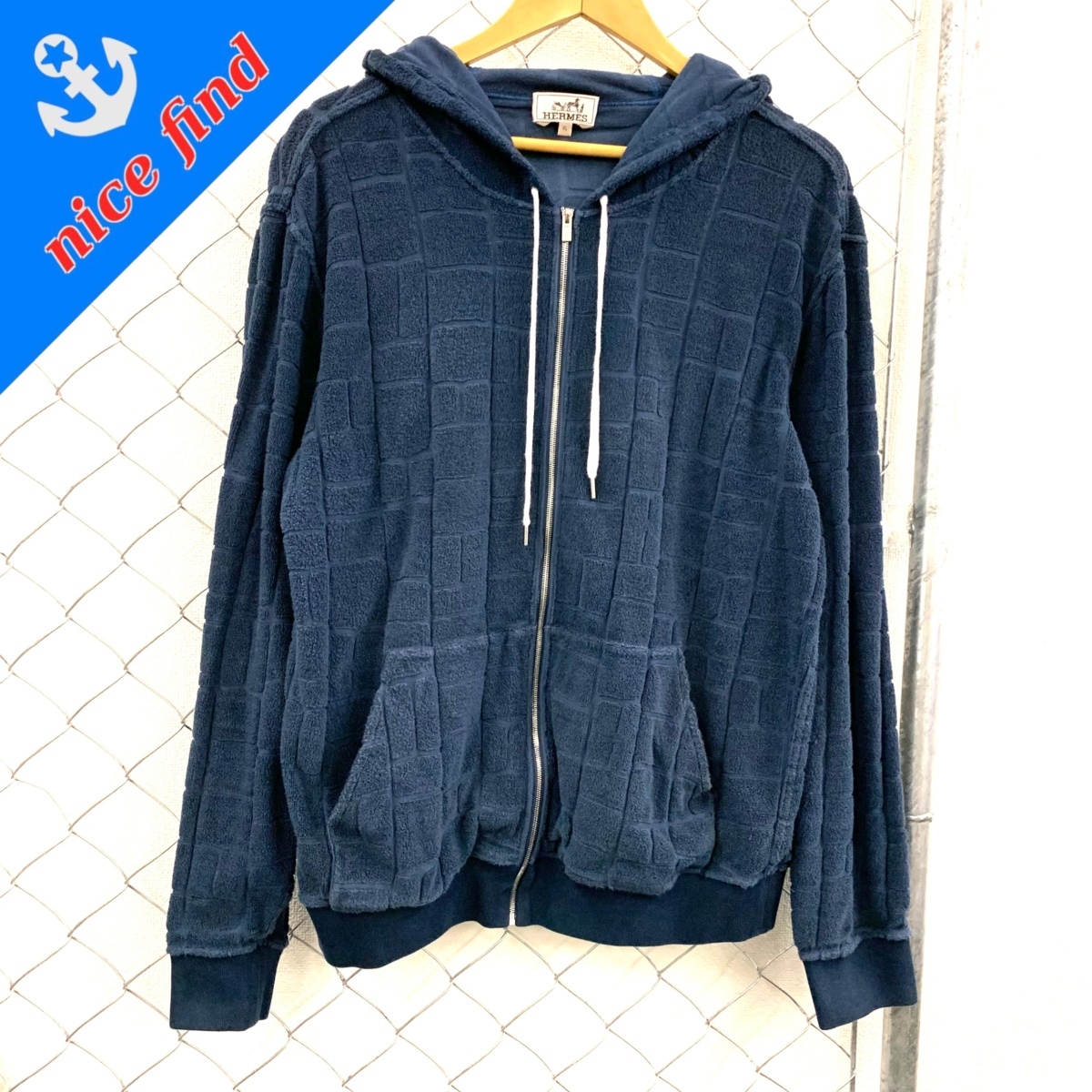◇エルメス HERMES◇パイル地 ジップアップ パーカー サイズXL 