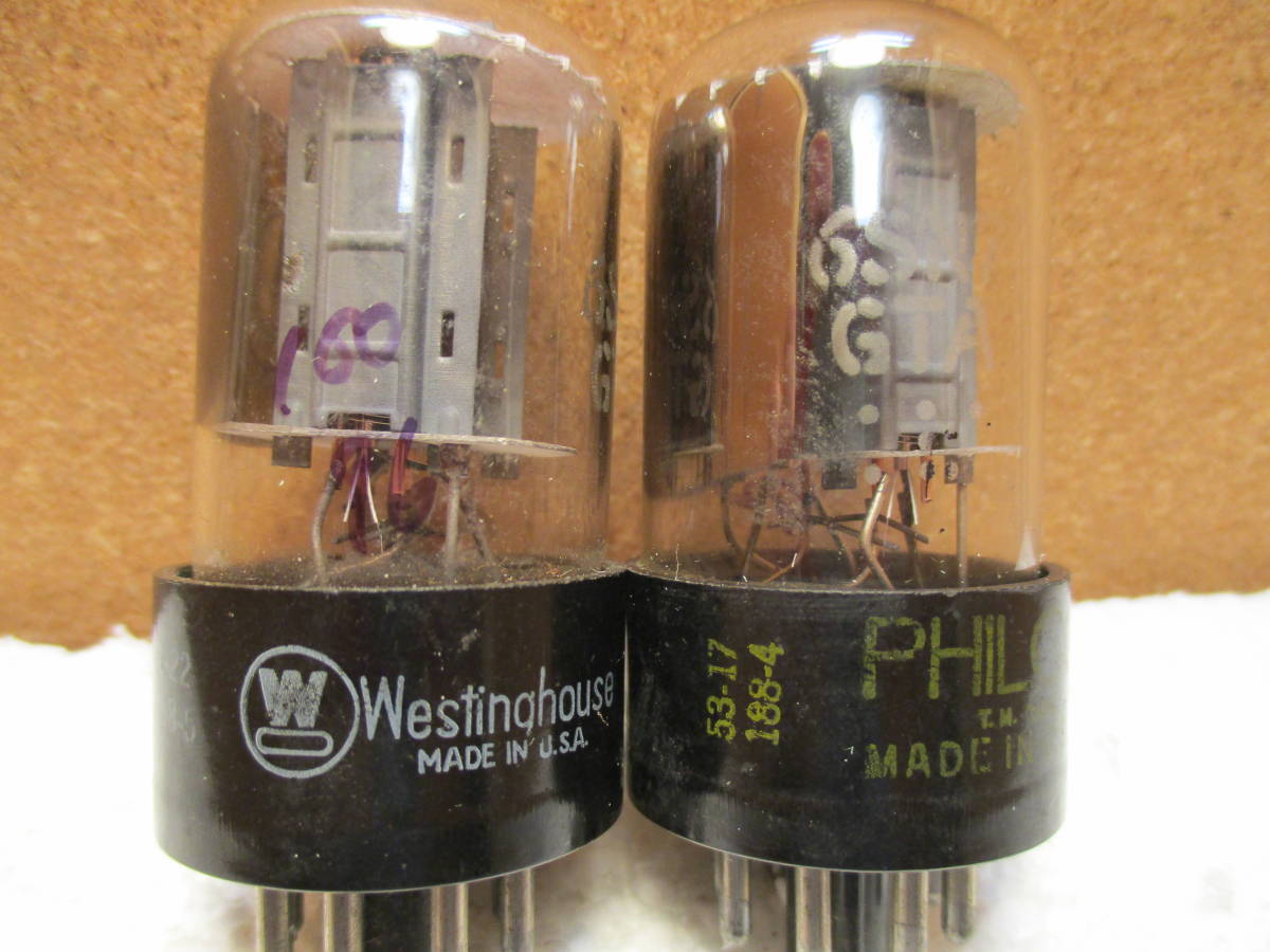 真空管 2本 RCA - RAYTHEON 0 元箱付 中古良品 6SN7GTA 1950年代 です