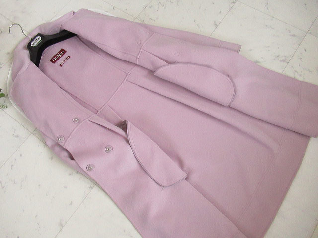 極美品✨MaxMara 千鳥柄 ダブルフェイス コート ウール ピンク 42 極美