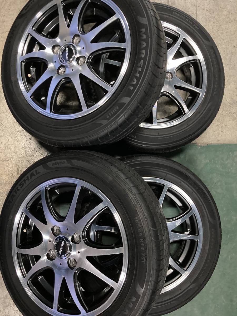 TT)中古アルミ・タイヤ GYLE 14×4.5J+45 100/4H MARSHAL MH12 155/65R14 4本