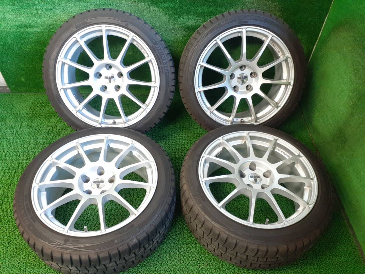 ベンツSLK/CLK等に ダンロップ WM01 245/40R18 社外 TECMAG 汎用ホイール付溝有り冬タイヤ4本セット 中古 売切!!