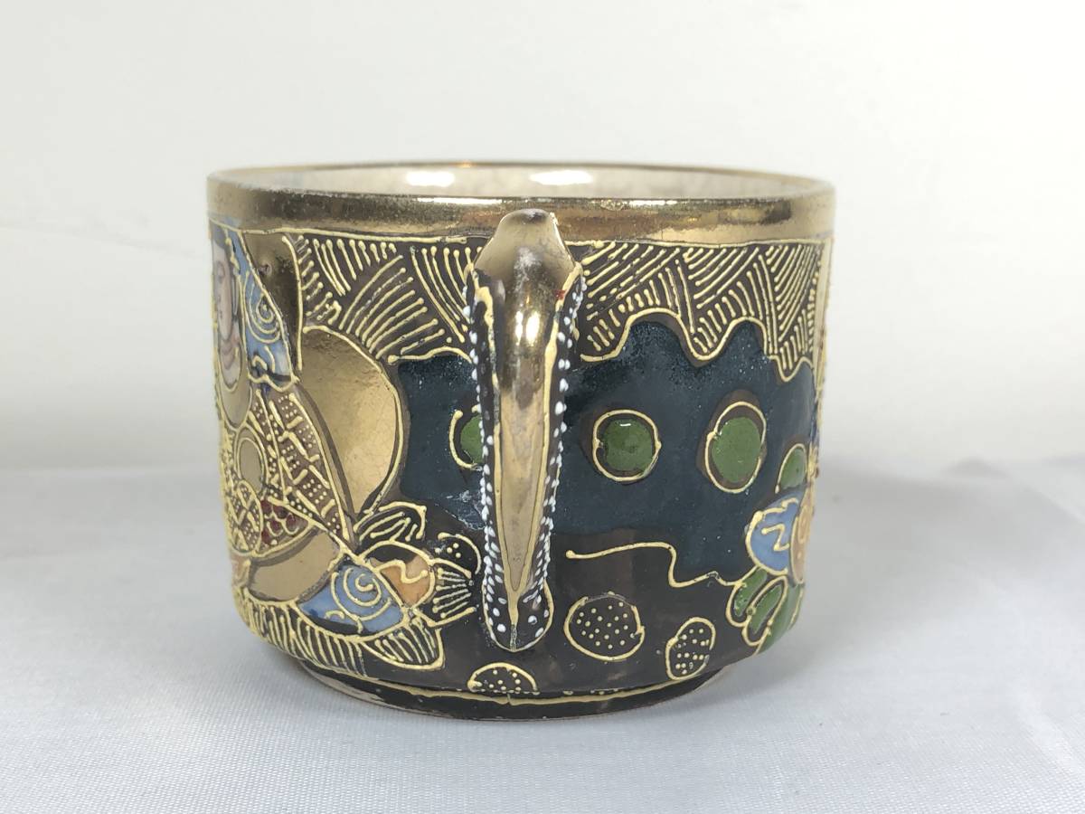 京薩摩 薩摩焼 金光山銘入り 百花 希少明治期 カップ＆ソーサー 陶磁器 