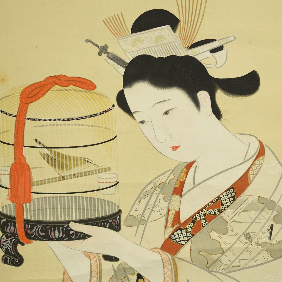 真作】喜聞◇『小早川清 美人画(春映)』1幅 古筆 古文書 古書 日本画 