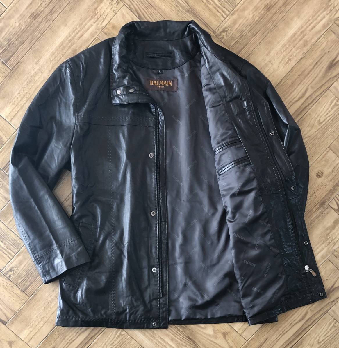 C19 バルマン『漂う高級感』BALMAIN 柔らか 羊革 ラムレザー シングル 