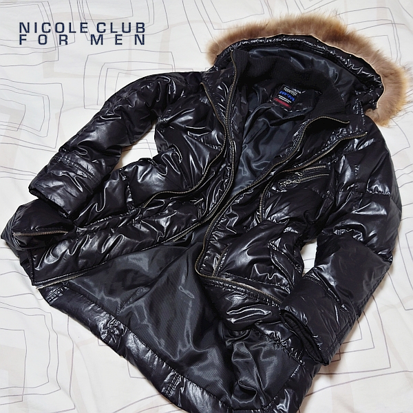 NICOLE CLUB FOR MEN フェイクレイヤードダウンコート 46(M程度) 黒