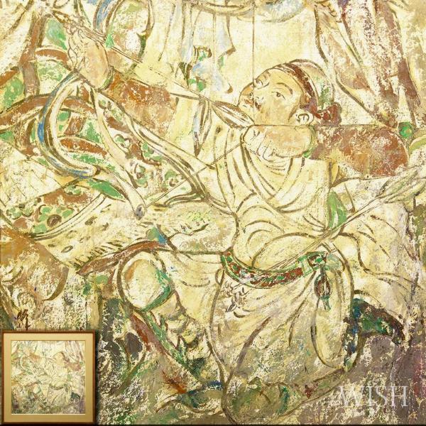 【WISH】在銘 中国画 15号大 大作 矢を引く男　#21102459