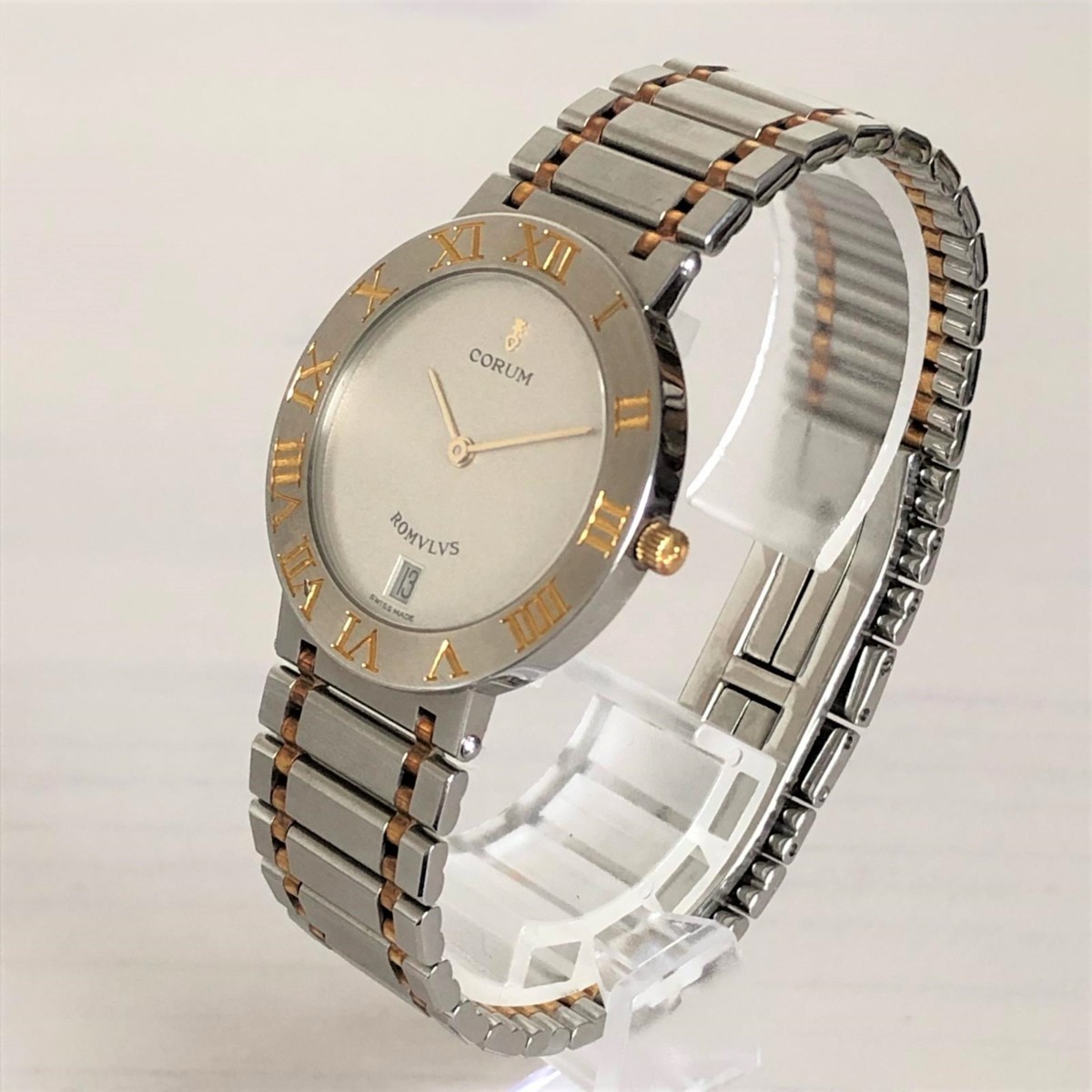 CORUM コルム ロムルス コンビ シルバー文字盤 クォーツ 腕時計 稼働品 