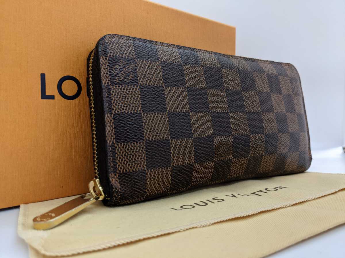 美品LOUIS VUITTON ルイヴィトン ダミエエベヌ 長財布 ジッピー