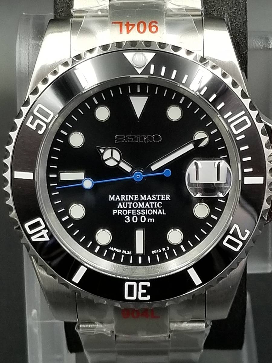 新品 黒サブ SS ステンレス SEIKO MODサブマリーナセイコー腕時計nh35  
