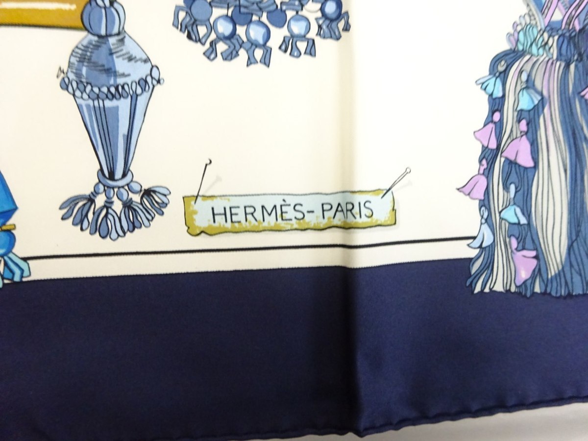 H-7756】HERMES エルメス Passementerie カレ90 シルク100％ スカーフ