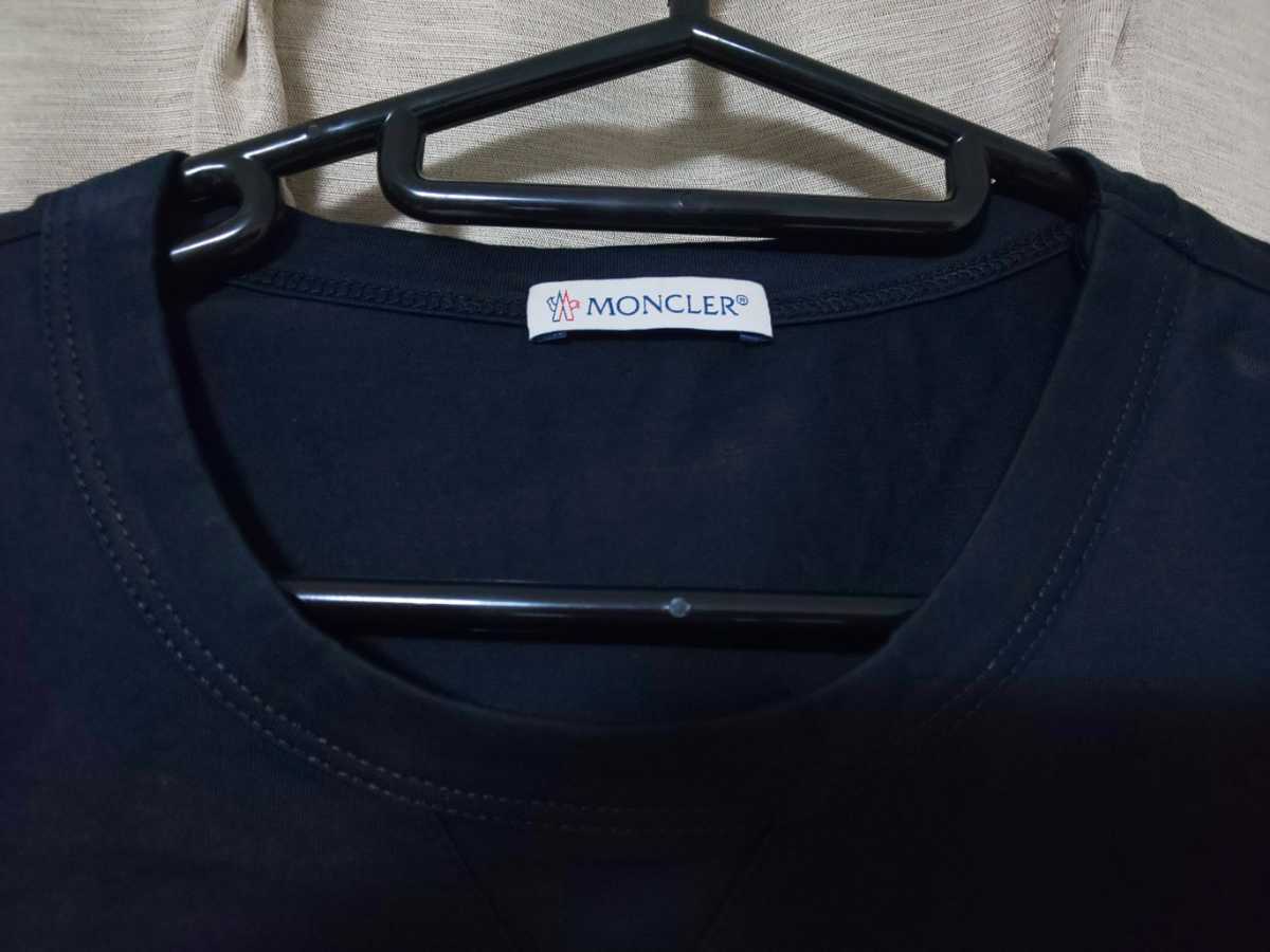 美品 正規品 モンクレール MONCLER Tシャツ 半袖 Lサイズ 黒 ダブルワッペン Wワッペン モンクレール Tシャツ MONCLER 襟トリコ M グラフィック刺繍