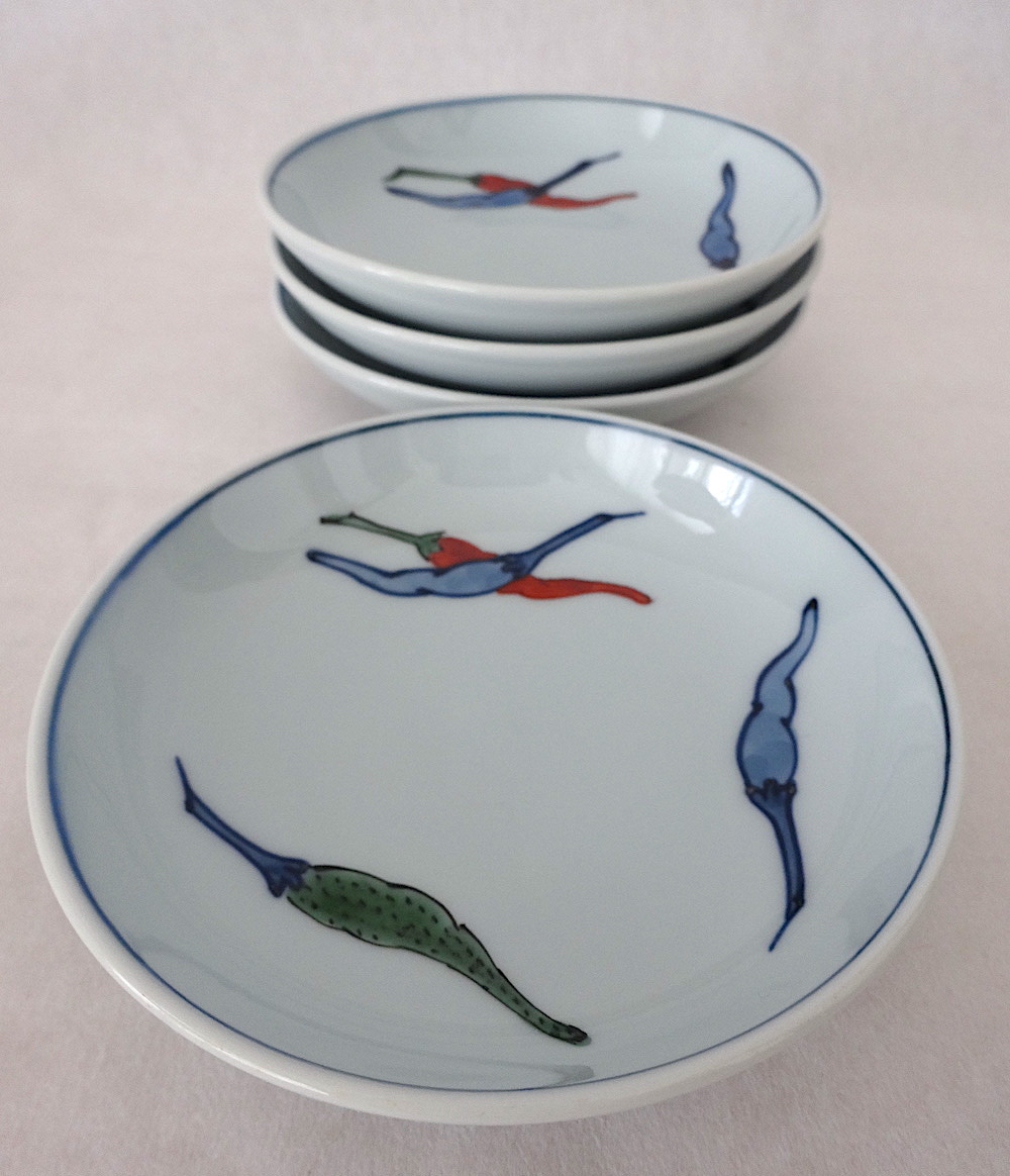 有田焼 源右衛門 染錦胡椒絵皿 唐辛子 小皿