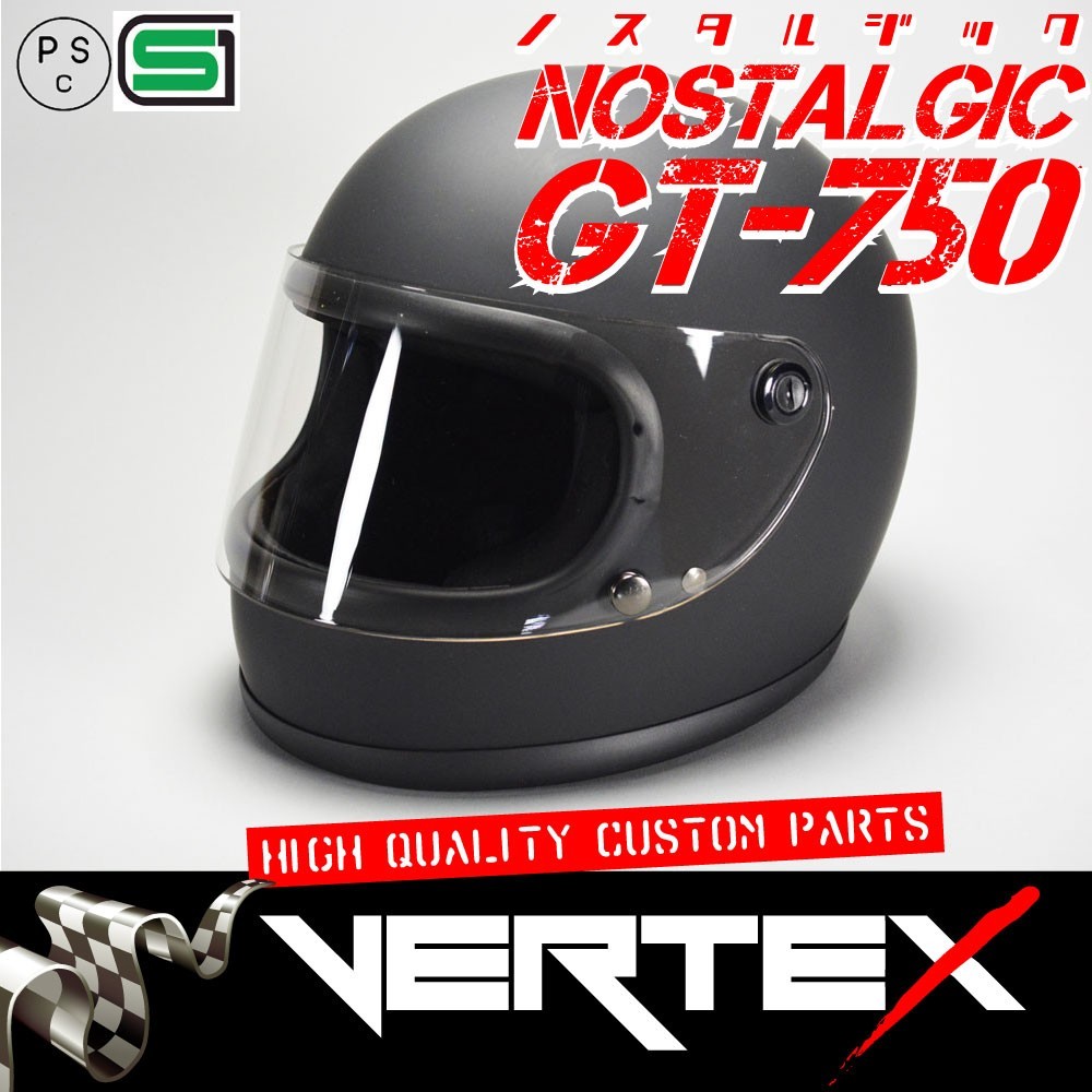 【格安，低価】 GT750 ヘルメット 族ヘル マットブラック ノスタルジック GT-750 今だけ(フリーサイズ)｜売買されたオークション情報、yahooの商品情報をアーカイブ公開 - オークファン フルフェイス（オンロード用）
